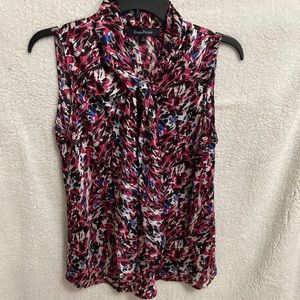 Multi dressy blouse with front ties.